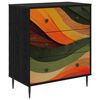 vidaXL Př&iacute;born&iacute;k BONN Retro vlnov&yacute; potisk 66 x 36,5 x 76 cm Čern&yacute; dub
