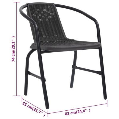 vidaXL Zahradní židle 4 ks plastový ratan a ocel 110 kg