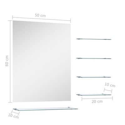 vidaXL Nástěnné zrcadlo s 5 poličkami stříbrné 50 x 60 cm