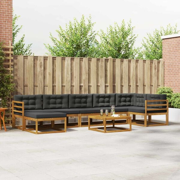 vidaXL Venkovn&iacute; pohovkov&aacute; souprava 8 pcs Přirozen&aacute; a Anthracitov&aacute;