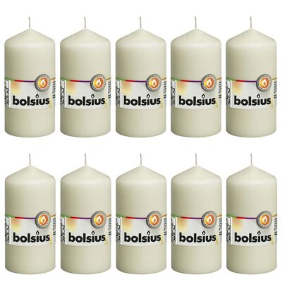 Bolsius Válcové svíčky 10 ks 120 x 58 mm slonovinové