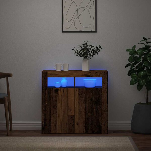 vidaXL Př&iacute;born&iacute;k s LED old wood 80 x 35 x 75 cm kompozitn&iacute; dřevo