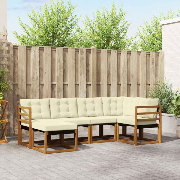 vidaXL Venkovn&iacute; pohovkov&aacute; souprava 6 pcs Přirozen&aacute; a Kr&eacute;mov&aacute;