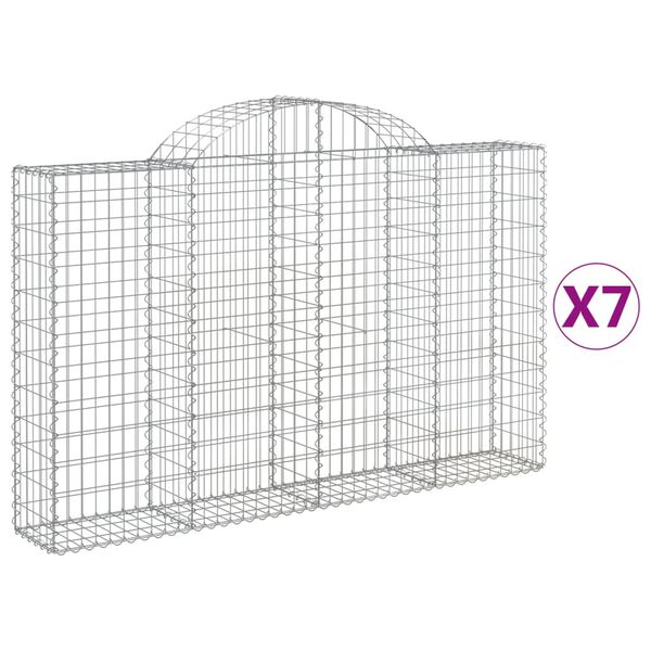 vidaXL Klenut&eacute; gabionov&eacute; ko&scaron;e 7 ks 200x30x120/140cm pozinkovan&eacute; železo