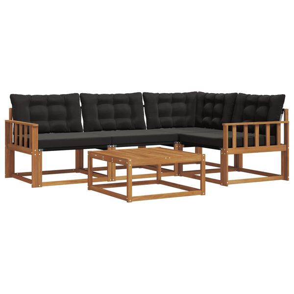 vidaXL Venkovn&iacute; pohovkov&aacute; souprava s pol&scaron;t&aacute;řem 5 pcs Přirozen&aacute; a čern&aacute;