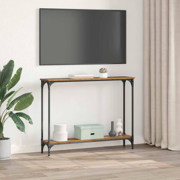 vidaXL Konzolov&yacute; stolek s polic&iacute; Star&eacute; dřevo 100 x 22,5 x 75 cm