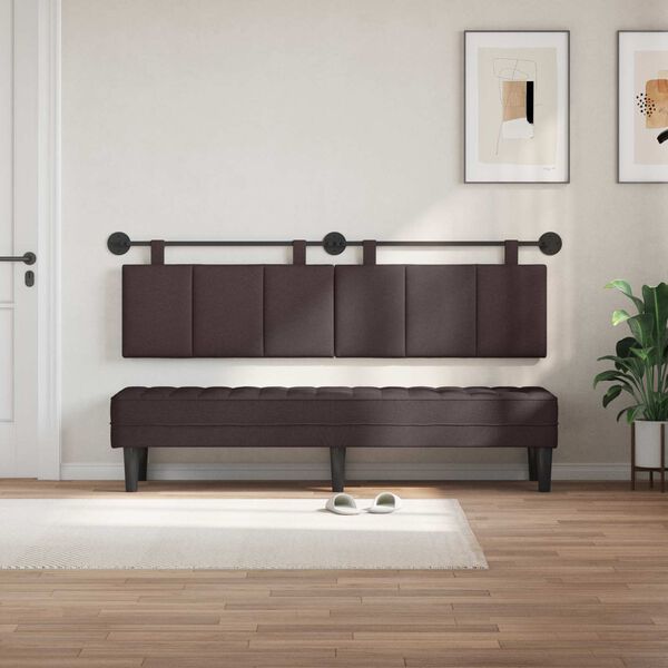 vidaXL Z&aacute;věsn&aacute; čeln&iacute; deska N&aacute;stěnn&yacute; Tmavě hněd&aacute; 170 x 55 x 5 cm textil