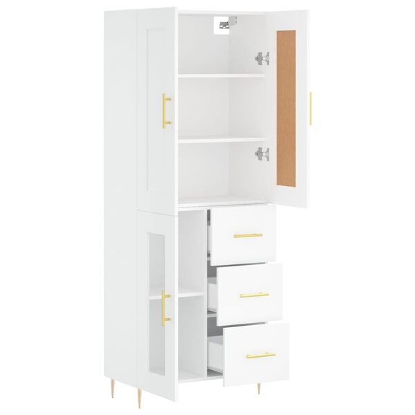 vidaXL Skř&iacute;ň highboard b&iacute;l&aacute; 69,5 x 34 x 180 cm kompozitn&iacute; dřevo