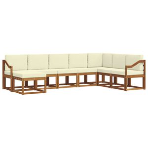 vidaXL Venkovn&iacute; pohovkov&aacute; souprava 8 pcs Přirozen&aacute; a Kr&eacute;mov&aacute;