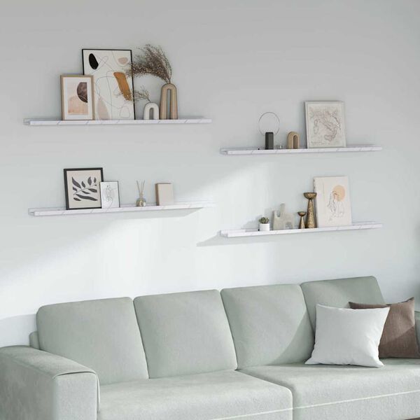 vidaXL N&aacute;stěnn&aacute; polička s polic&iacute; 4 pcs B&iacute;l&yacute; mramor 115 x 9 x 3 cm