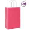 vidaXL Pap&iacute;rov&eacute; s&aacute;čky 250 ks s uchy růžov&eacute; 21x11x31 cm