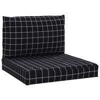 vidaXL Podušky na nábytek z palet 2 ks černé kostkovaný vzor oxford