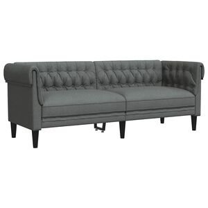 vidaXL Chesterfield pohovka 3m&iacute;stn&aacute; tmavě &scaron;ed&aacute; textil