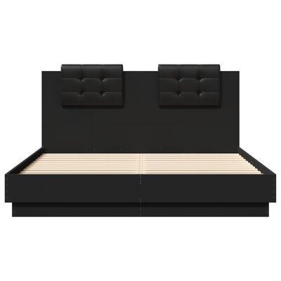 vidaXL Rám postele s čelem černý 140 x 200 cm kompozitní dřevo