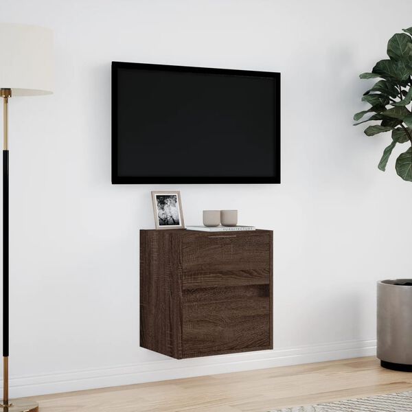 vidaXL N&aacute;stěnn&aacute; TV skř&iacute;ňka s LED osvětlen&iacute;m hněd&yacute; dub 41 x 31 x 45 cm