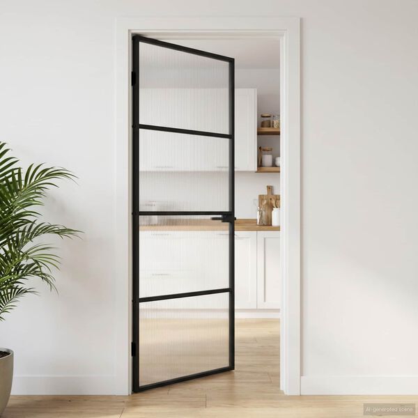 vidaXL Domovn&iacute; dveře 83 x 201,5 x 3,5 cm Hlin&iacute;k a tvrzen&eacute; sklo