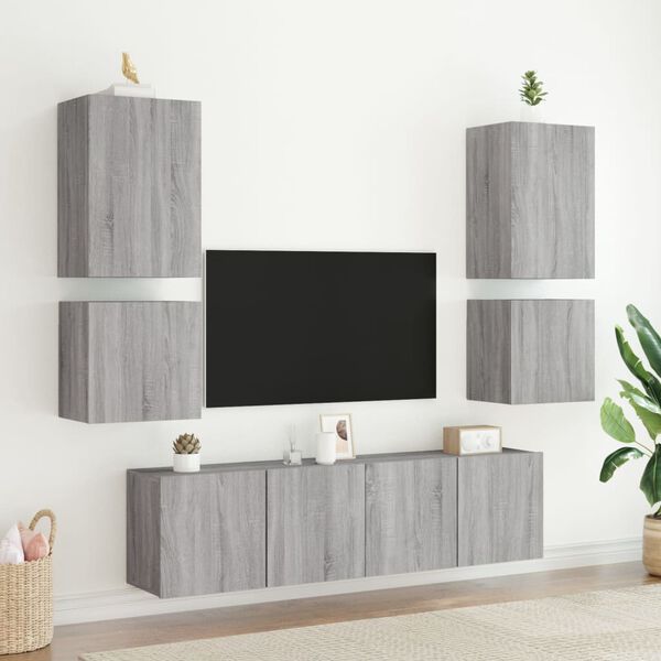 vidaXL N&aacute;stěnn&eacute; TV skř&iacute;ňky 2 ks &scaron;ed&eacute; sonoma 40,5 x 30 x 40 cm kompozit