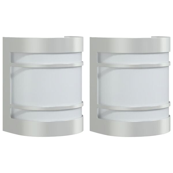 vidaXL Venkovní nástěnná svítidla 2 ks stříbrná nerezová ocel