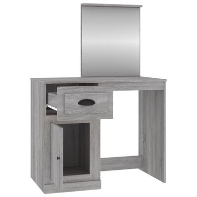 vidaXL Toaletní stolek se zrcadlem šedý sonoma 90x50x132,5 kompozit