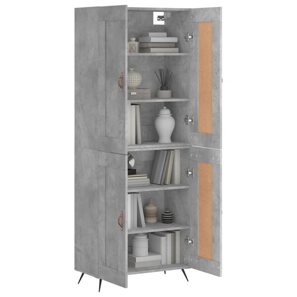 vidaXL Skř&iacute;ň highboard betonově &scaron;ed&aacute; 69,5x34x180 cm kompozitn&iacute; dřevo