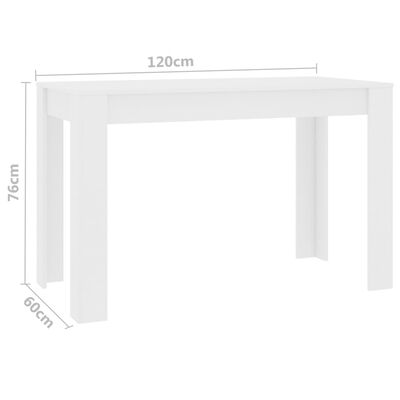 vidaXL Jídelní stůl bílý 120 x 60 x 76 cm dřevotříska
