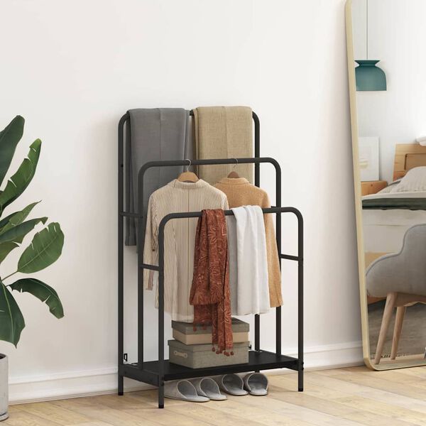 vidaXL Stojan na oblečen&iacute; s polic&iacute; Čern&yacute; dub 60 x 30 x 100,5 cm