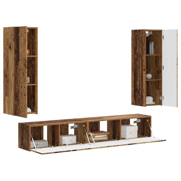 vidaXL Sestava TV skř&iacute;něk N&aacute;stěnn&yacute; 3 pcs Star&eacute; dřevo kompozitn&iacute; dřevo