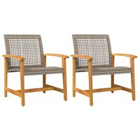 vidaXL Zahradní židle 2 ks šedé polyratan a akáciové dřevo