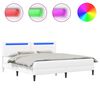 vidaXL R&aacute;m postele s LED p&aacute;sky s čelo B&iacute;l&aacute; 180 x 200 cm Uměl&aacute; kůže