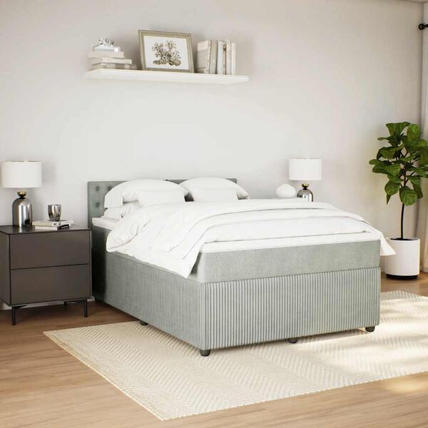 vidaXL Box spring postel s matrac&iacute; světle &scaron;ed&aacute; 160x200 cm samet