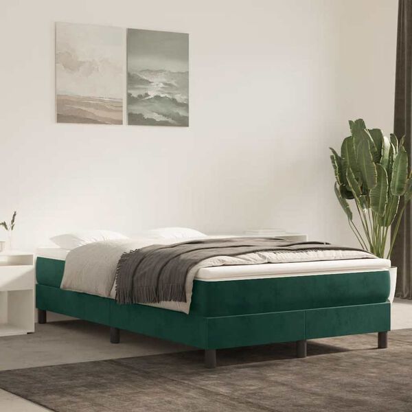 vidaXL Box spring postel s matrac&iacute; tmavě zelen&aacute; 120x190 cm samet