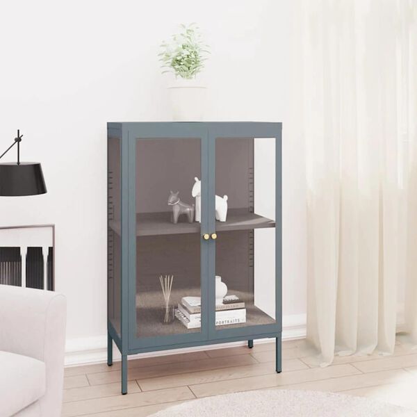 vidaXL Příborník antracitový 75 x 35 x 105 cm ocel a sklo