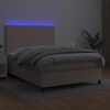 vidaXL Box spring postel matrace a LED cappuccino 140x200cm uměl&aacute; kůže