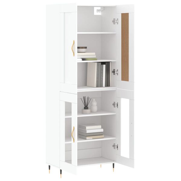 vidaXL Skř&iacute;ň highboard b&iacute;l&aacute; 69,5 x 34 x 180 cm kompozitn&iacute; dřevo