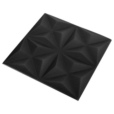 vidaXL 3D nástěnné panely 12 ks 50 x 50 cm origami černé 3 m²