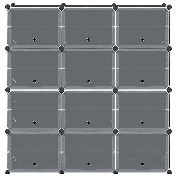 vidaXL &Uacute;ložn&yacute; organiz&eacute;r s 12 kostkami s dv&iacute;řky čern&yacute; PP