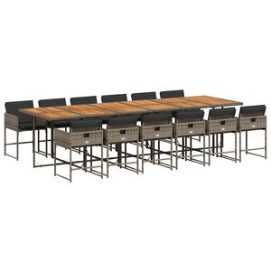 vidaXL 13d&iacute;ln&yacute; zahradn&iacute; j&iacute;deln&iacute; set s podu&scaron;kami &scaron;ed&yacute; polyratan