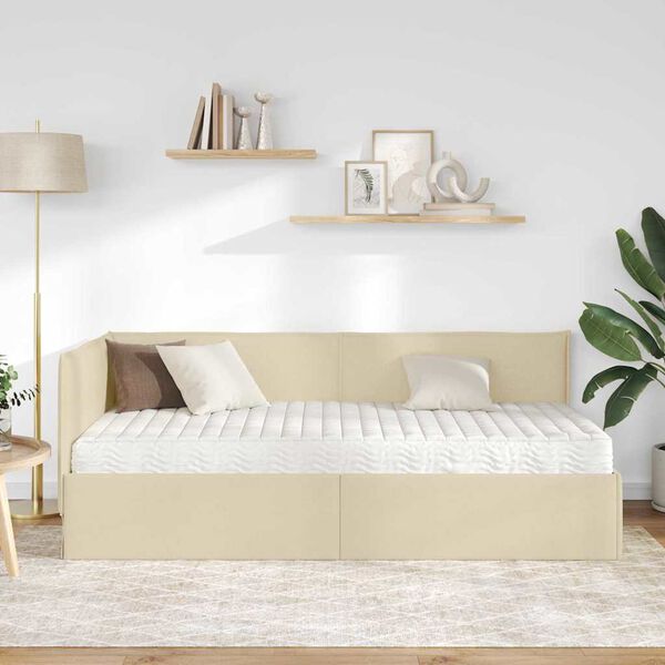 vidaXL Rohov&yacute; r&aacute;m postele s matrac&iacute; s čelo 2 pcs Kr&eacute;mov&aacute; samet