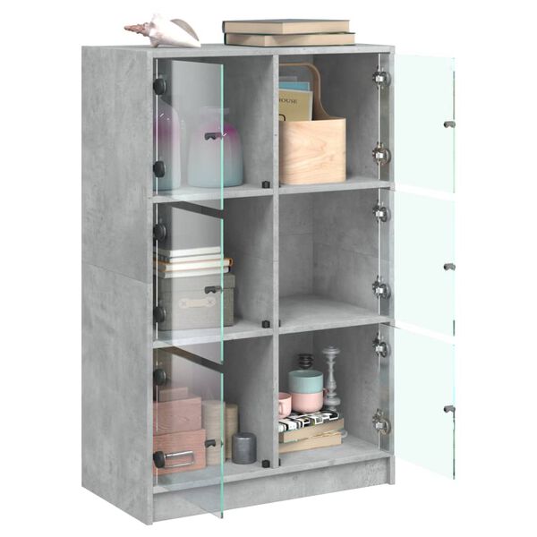 vidaXL Highboard s dv&iacute;řky betonově &scaron;ed&yacute; 68x37x109 cm kompozitn&iacute; dřevo