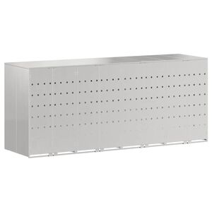 vidaXL Úložný box na 3 popelnice Stříbrná 340 x 77,5 x 115,5 cm