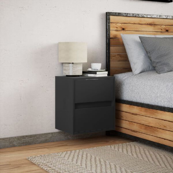 vidaXL N&aacute;stěnn&yacute; nočn&iacute; stolek s LED osvětlen&iacute;m čern&yacute;