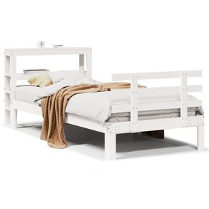 vidaXL R&aacute;m postele s čelem b&iacute;l&yacute; 75 x 190 cm masivn&iacute; borovice
