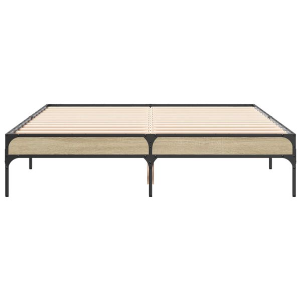 vidaXL R&aacute;m postele dub sonoma 135 x 190 cm kompozitn&iacute; dřevo a kov