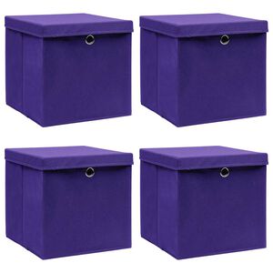 vidaXL &Uacute;ložn&eacute; boxy s v&iacute;ky 4 ks fialov&eacute; 32 x 32 x 32 cm textil