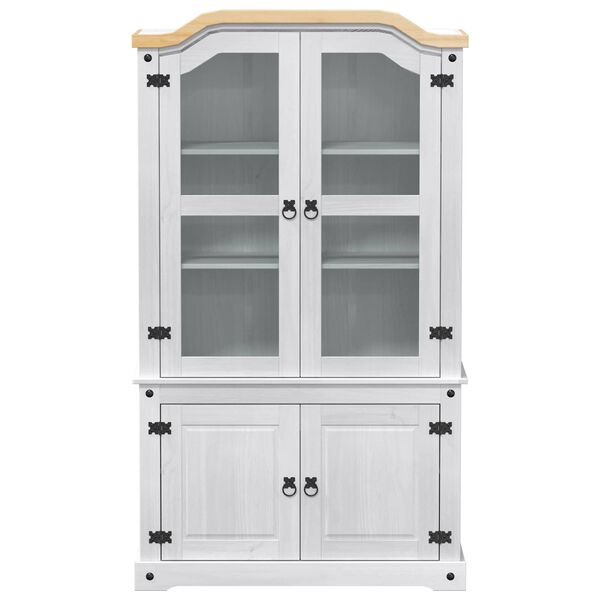 vidaXL Vitr&iacute;na B&iacute;l&aacute; 103,5 x 42 x 180 cm Masivn&iacute; borov&eacute; dřevo