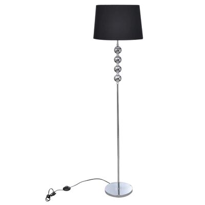 Stojací lampa s vysokým stojanem se 4 ozdobnými kuličkami, černá