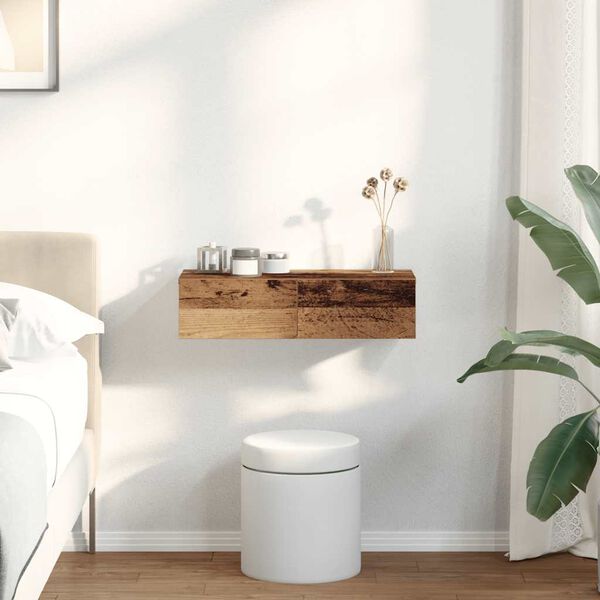 vidaXL N&aacute;stěnn&aacute; police se z&aacute;suvkami old wood 60x26,5x15 cm kompozit