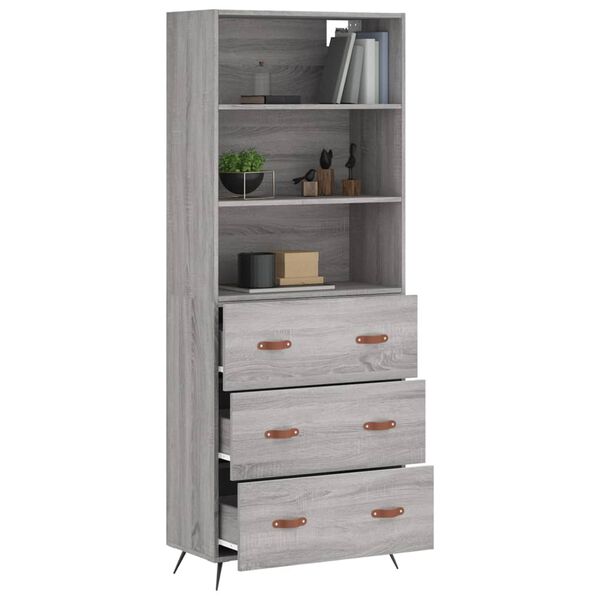 vidaXL Skř&iacute;ň highboard &scaron;ed&aacute; sonoma 69,5 x 34 x 180 cm kompozitn&iacute; dřevo