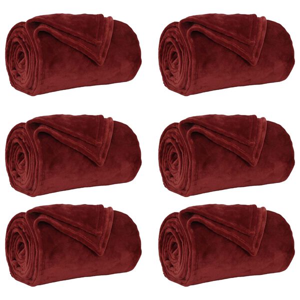vidaXL Dekoračn&iacute; deky 6 pcs Bordeaux červen&aacute; 240 x 270 cm Fleece