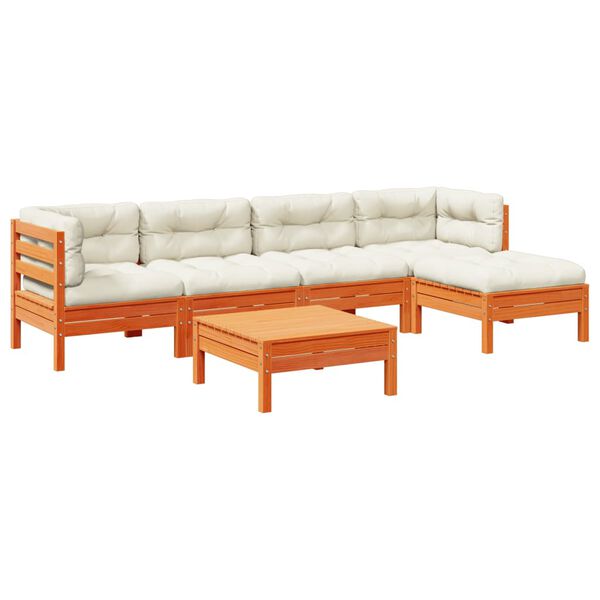 vidaXL 6d&iacute;ln&aacute; zahradn&iacute; sedac&iacute; souprava podu&scaron;ky voskově hněd&aacute; borovice